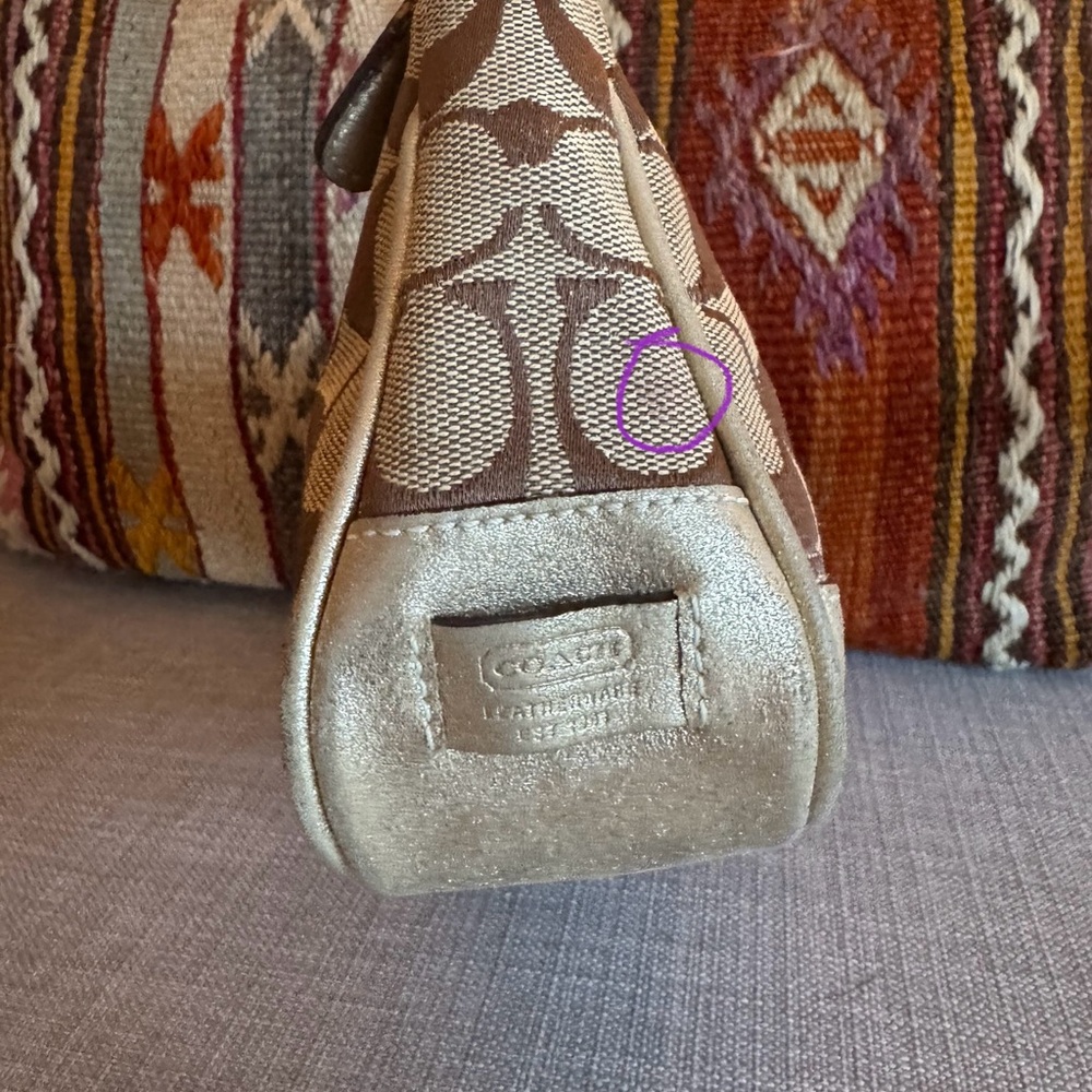 Vintage Y2K Coach Signature Demi Mini Bag in Canvas and Gold Leather - Picture 11 of 12